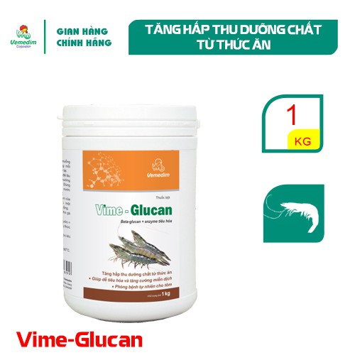 Vemedim Vime-Glucan tôm, dùng cung cấp dưỡng chất cho tôm hấp thu thức ăn, hộp 1kg