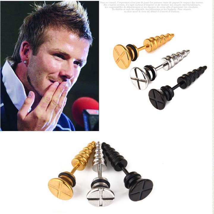 Bông Tai Nam Hình Ốc Vít Titan Không Đen TT 1697