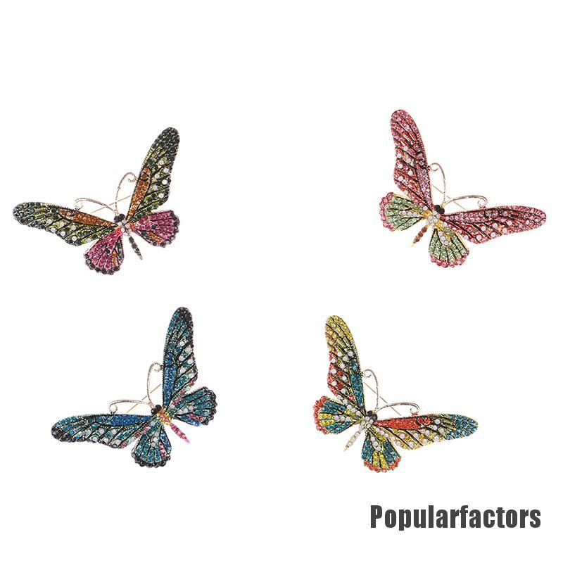 Ghim cài áo hình bướm pha lê nhiều màu sắc làm quà tặng cho nữ