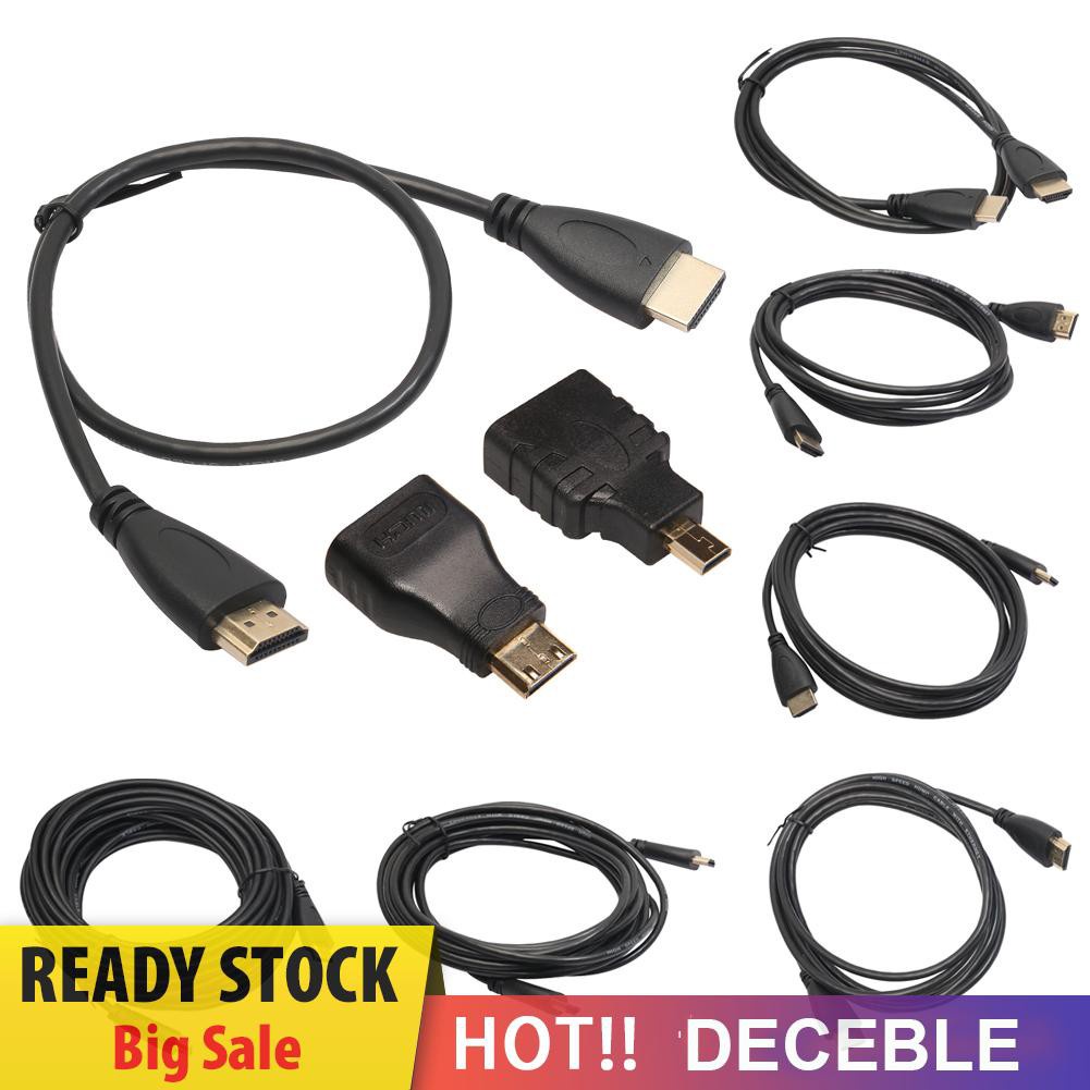 Deceble High Speed HDMI-compatible to HDMI-compatible Male Cable + Micro HDMI-compatible Adaptor+ Mini HDMI-compatible