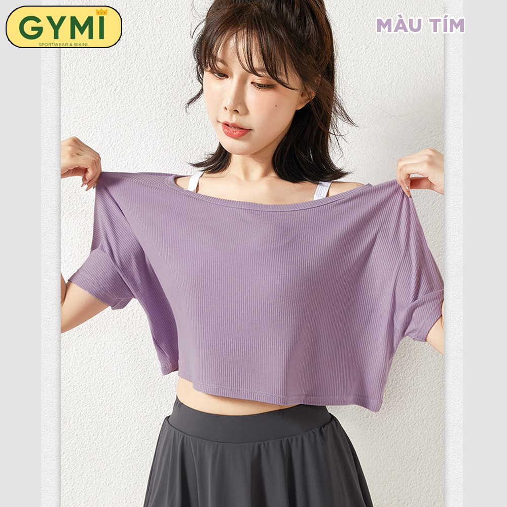 Áo tập gym yoga nữ dáng rộng GYMI AT02 dáng croptop tanktop chất liệu thun gân co giãn 4 chiều thoải mái