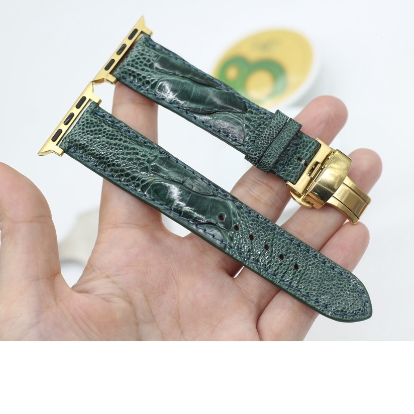 Dây Đeo Thay Thế Cho Dòng Đồng Hồ Thông Minh Da Đà Điểu Vân To Khóa Gập, Dây Da Đồng Hồ Cao Cấp Bảo Hành 6 Tháng