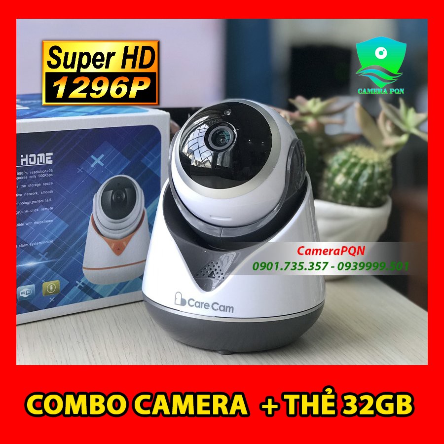 Camera CareCam Trong Nhà 3.0 MpX Hỗ Trợ Thẻ Nhớ Ghi Hình