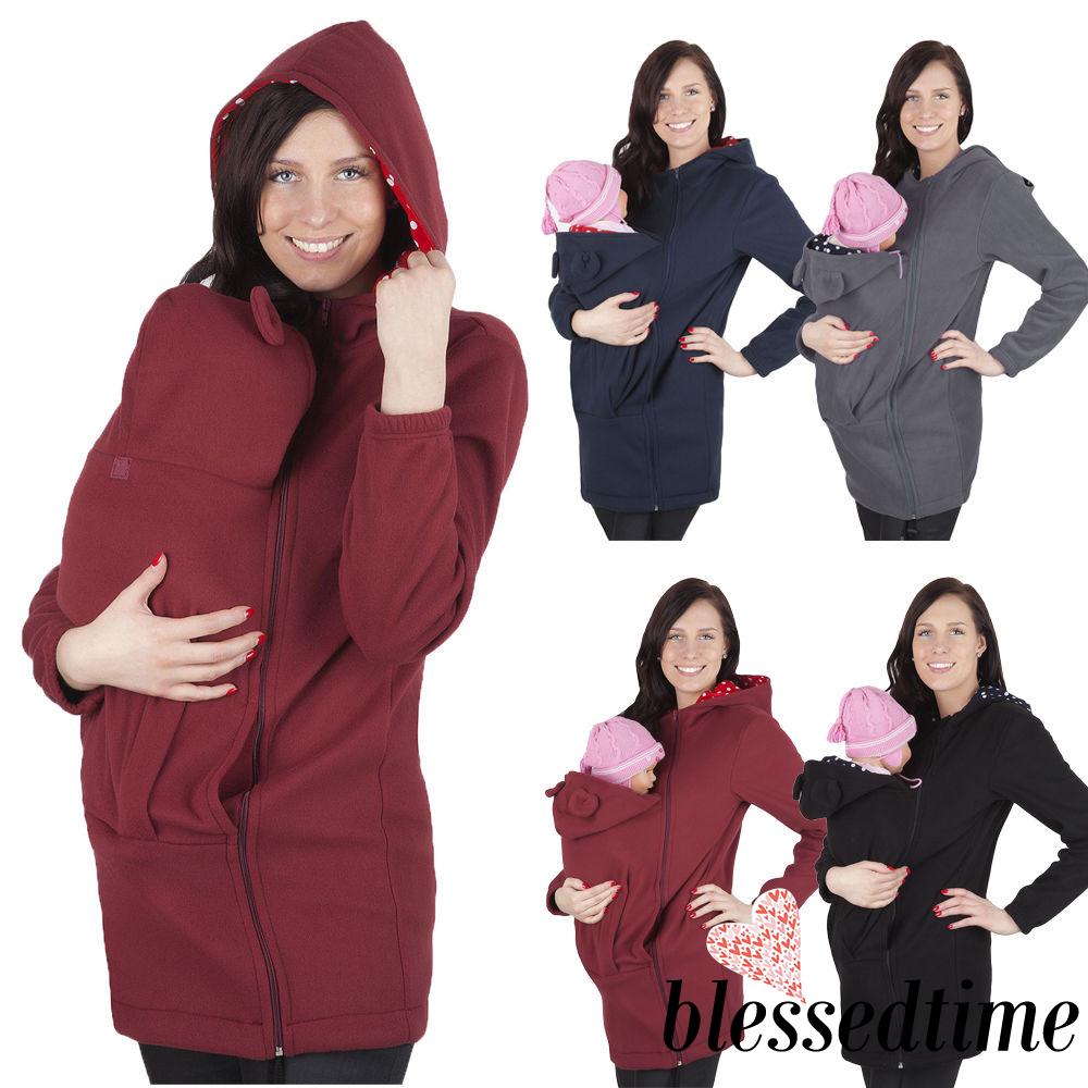 Áo Hoodies Có Nón Dài Tay Khóa Kéo Thời Trang Bà Bầu