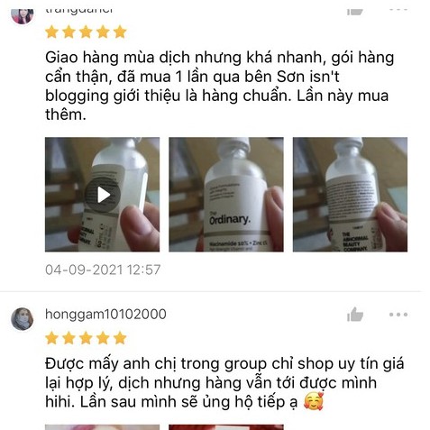 (Hàng Auth,có bill) Tinh chất sáng da The ordinary Niacinamide 10% + Zinc 1% (60 ml)