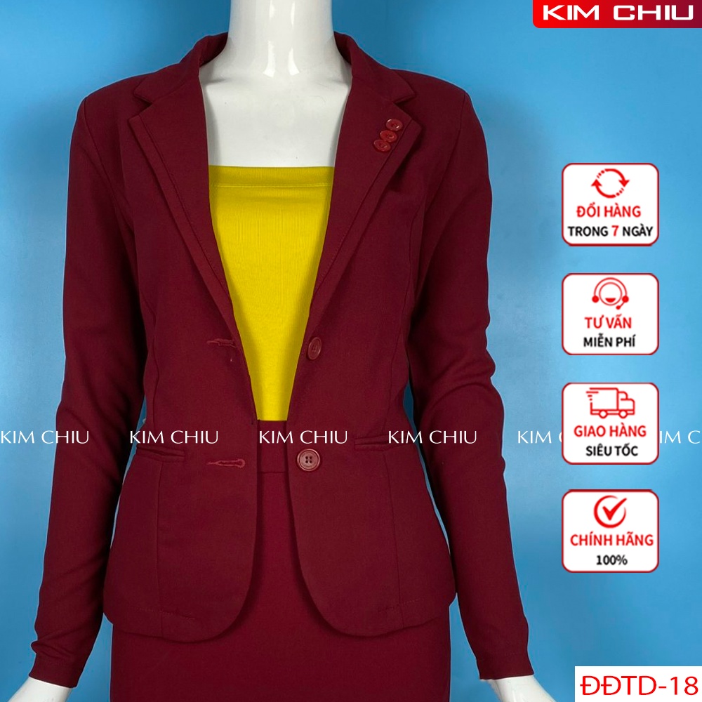 Áo Vest Nữ Công Sở Cao Cấp Màu Đỏ Đô, Vải Tuyết Mưa Tay Dài Form Đẹp Từng Đường Kim Mũi Chỉ VTD-18