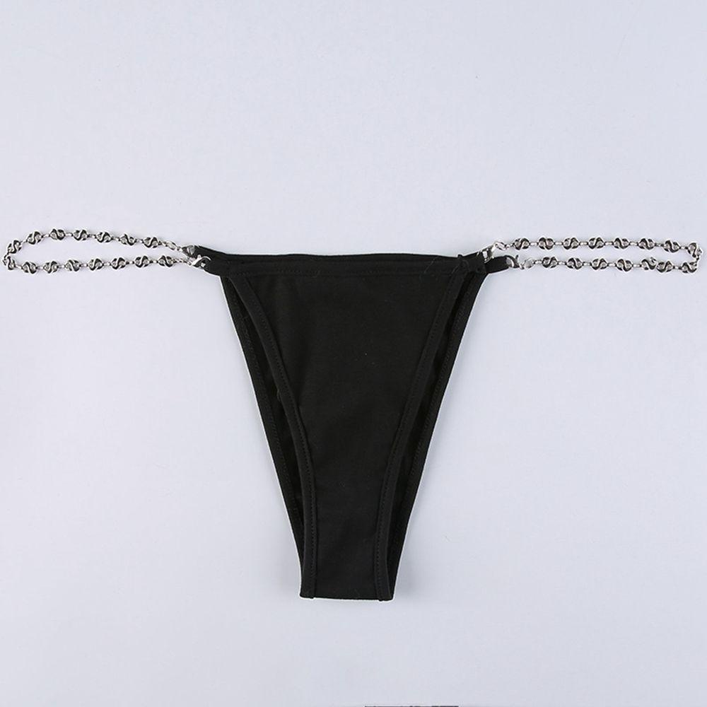 Qqmall Quần Lót Bikini Dây Xích Kim Loại Co Giãn Xuyên Thấu Thoáng Khí Gợi Cảm Có Nhiều Màu Phong Cách Hàn Quốc Cho Nữ