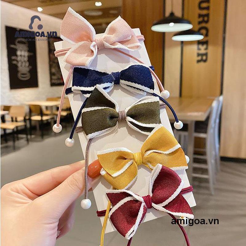 ✨✨Dây Buộc Tóc Đính Nơ Ruy Băng Xinh Xắn Phong Cách Hàn Quốc Thời Trang Cho Nữ