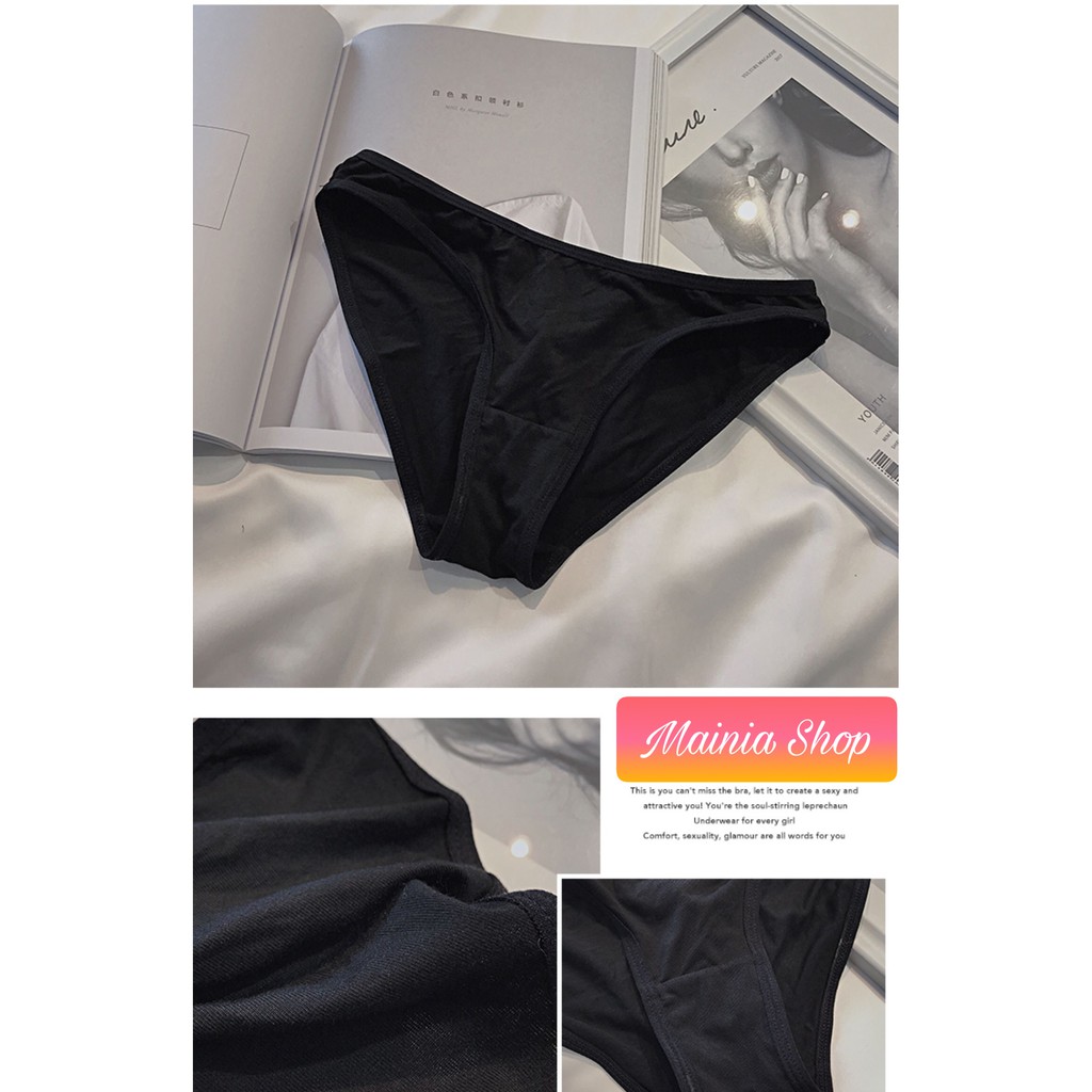 Set Bộ Đồ Lót Màu Đen Áo Ngực Dây Mảnh Cài Trước Quần Chíp Cotton Mainia Shop | BigBuy360 - bigbuy360.vn