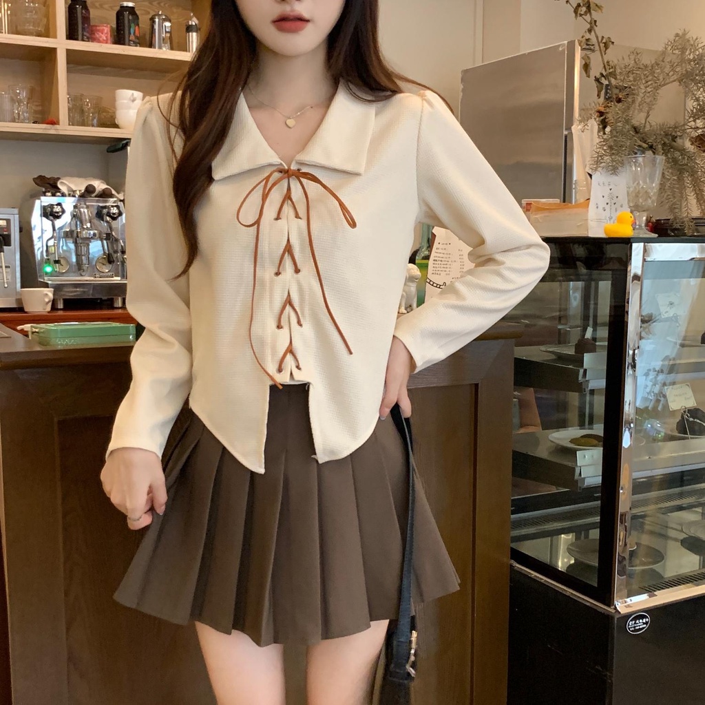 Áo Thun polo Dài Tay Thời Trang Hàn Quốc Cho Nữ