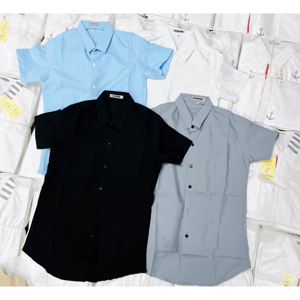 Hàng Hot Sơ Mi nam Trơn Tay ngắn Công Sở Soái Ca Siêu Hot