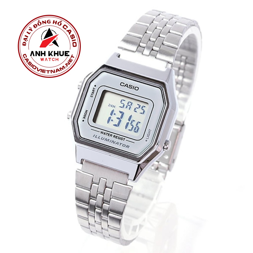 Đồng Hồ Casio Nữ LA680WA-7DF | Dây Kim Loại | Mặt Vuông Điện Tử | Chống Nước