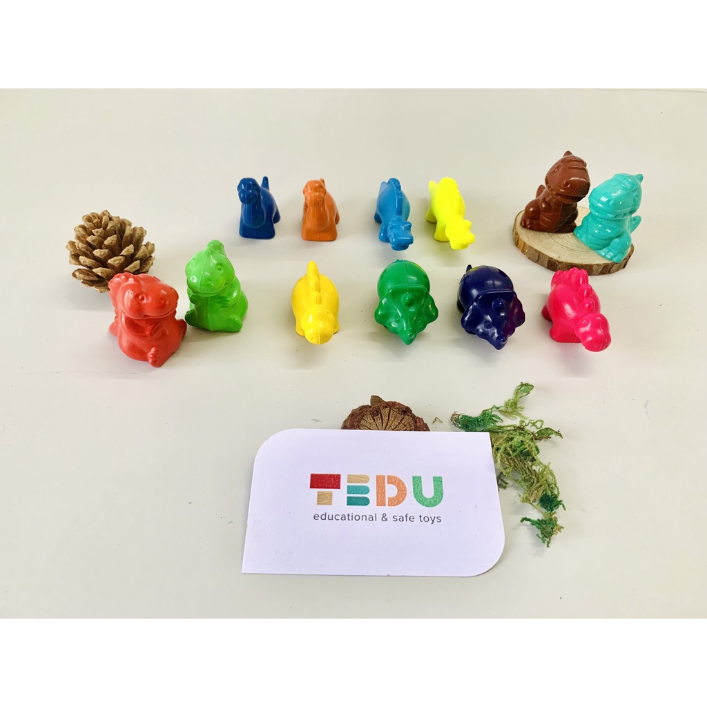 Sáp màu KHỦNG LONG set 12 màu an toàn cho trẻ TEDU