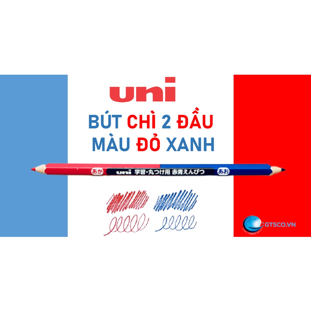 Bút chì 2 đầu Uni Mitsubishi màu Xanh Đỏ