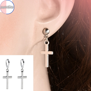 [sweet] Fashion Unique unisex Vintage Alloy Hoop Cross pendant Dangle Ear Studs Earring punk style jewelry