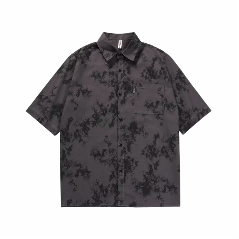 Youthful Korean style short-sleeve color shirt for men