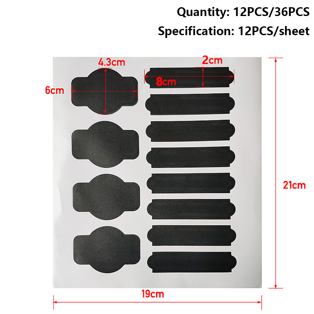 ❀SIMPLE❀ 12/36PCS PVC Chalkboard Sticker Erasable Black Board  Label Decals Self-adhesive Kitchen Organizer Marker Multi-function Tag