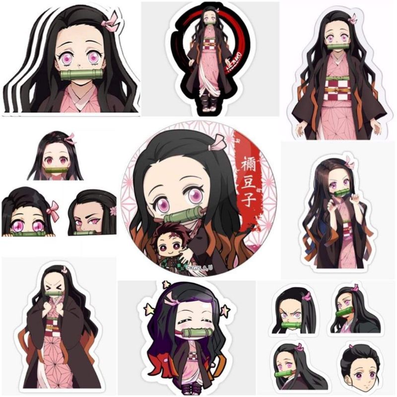 10-50 hình dán Stickers Nezuko Kamado Kimetsu No Yaiba decal