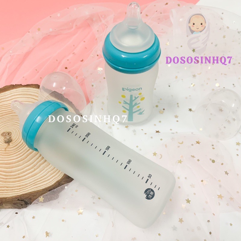 Bình sữa thuỷ tinh silicon Pigeon 160ml/240ml