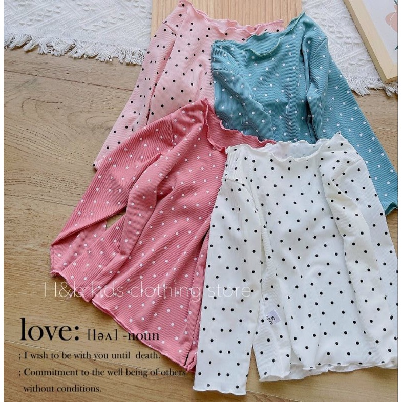 Bộ bé gái dài tay thu đông chất thun gân tăm lạnh bèo nhún size nhí