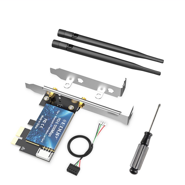 Card wifi pc không dây PCI-E 1300m Bluetooth 5.0 trên máy tính để bàn tích hợp bộ thu tín hiệu 2.4 / 5.8G băng tần kép