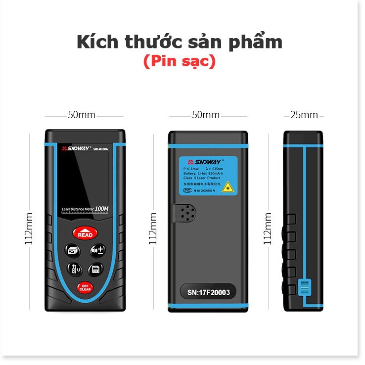 Thước đo khoảng cách bằng tia laser SNDWAY SW-M40/M50/M60/M70/M80/M100/M120 40m 50m 60m 70m 80m 100m 120m 🚀GIAO HÀNG HỎ