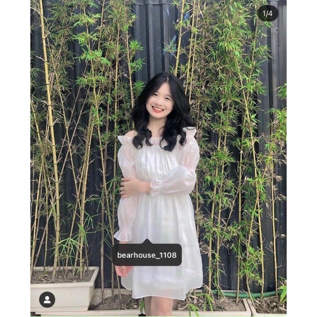 Váy trễ vai 🌸 Váy tiểu thư màu trắng bánh bèo bồng bềnh công chúa style ullzang dành cho nữ PHULA V01 | BigBuy360 - bigbuy360.vn