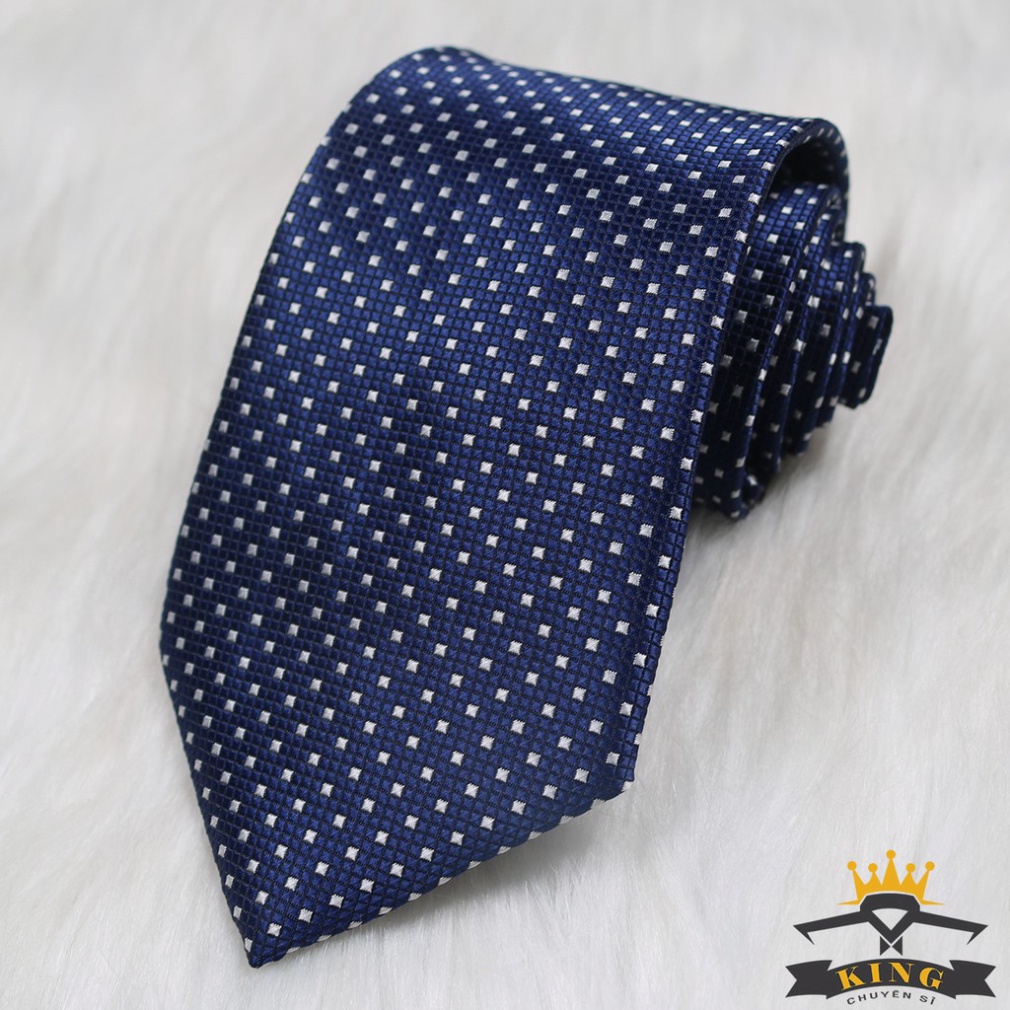 Cà vạt nam đen KING cavat chấm bi bản nhỏ 6cm  đơn giản thanh lịch caravat chất vải silk phi bóng cao cấp( C52 )