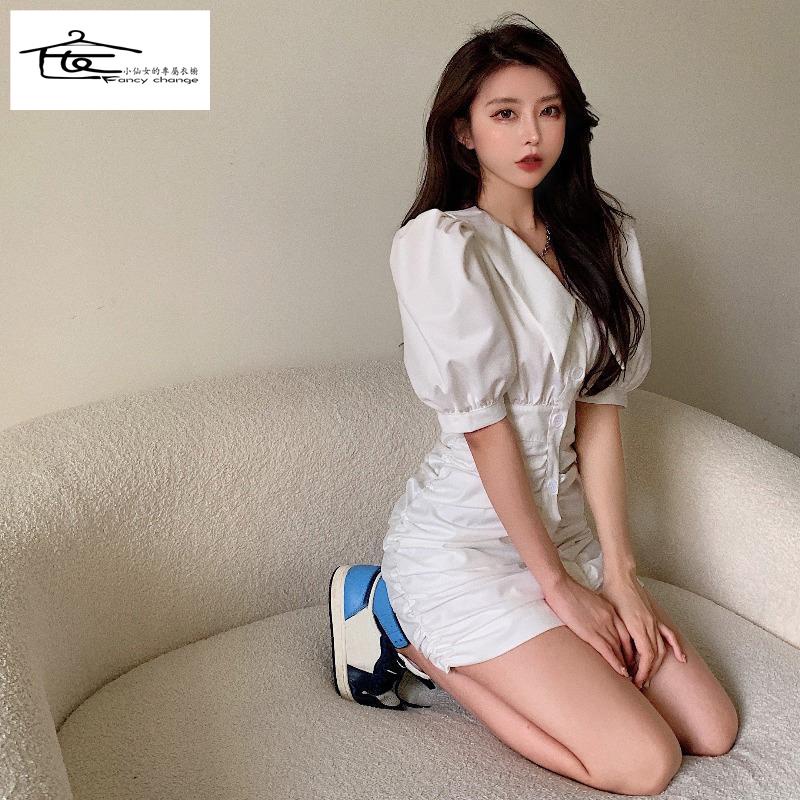 Đầm Ngắn Mùa Hè Cổ Bẻ Tay Phồng Phong Cách Pháp Cổ Điển Thời Trang Mới 2022 Cho Nữ