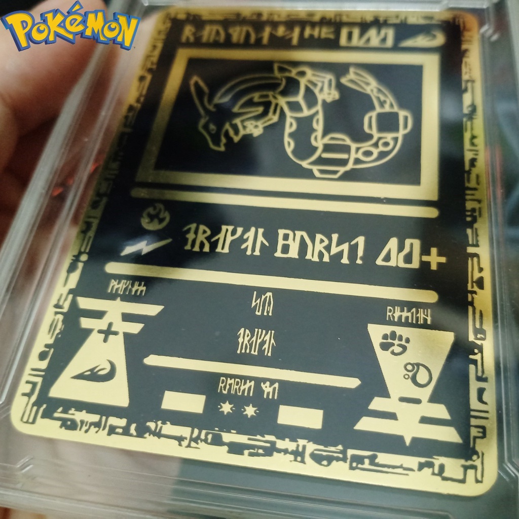 Thẻ Pokemon kim loại cổ đại Rayquaza rồng trúc truyền thuyết hợp kim mạ vàng 1459 d9 2
