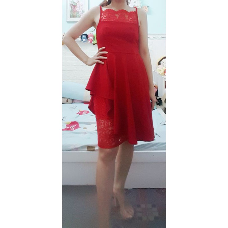 Thanh lý đầm body   màu do  dể thương size dưới 49kg nguyen tag