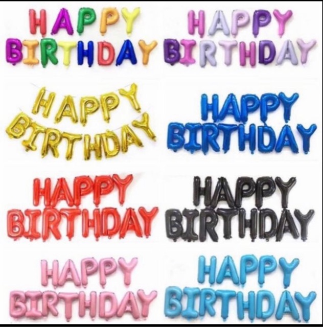 Bóng chữ happy birthday nhiều màu