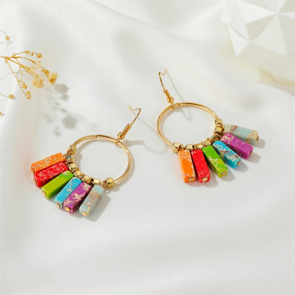 Bông Tai Hợp Kim Hình Đám Mây Màu Cầu Vồng Phong Cách Boho Thời Trang Cho Nữ