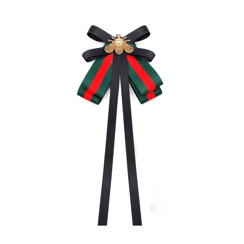 Ghim Cài Áo Hình Nơ Đính Ngọc Trai Đồng Phục Nữ Tính