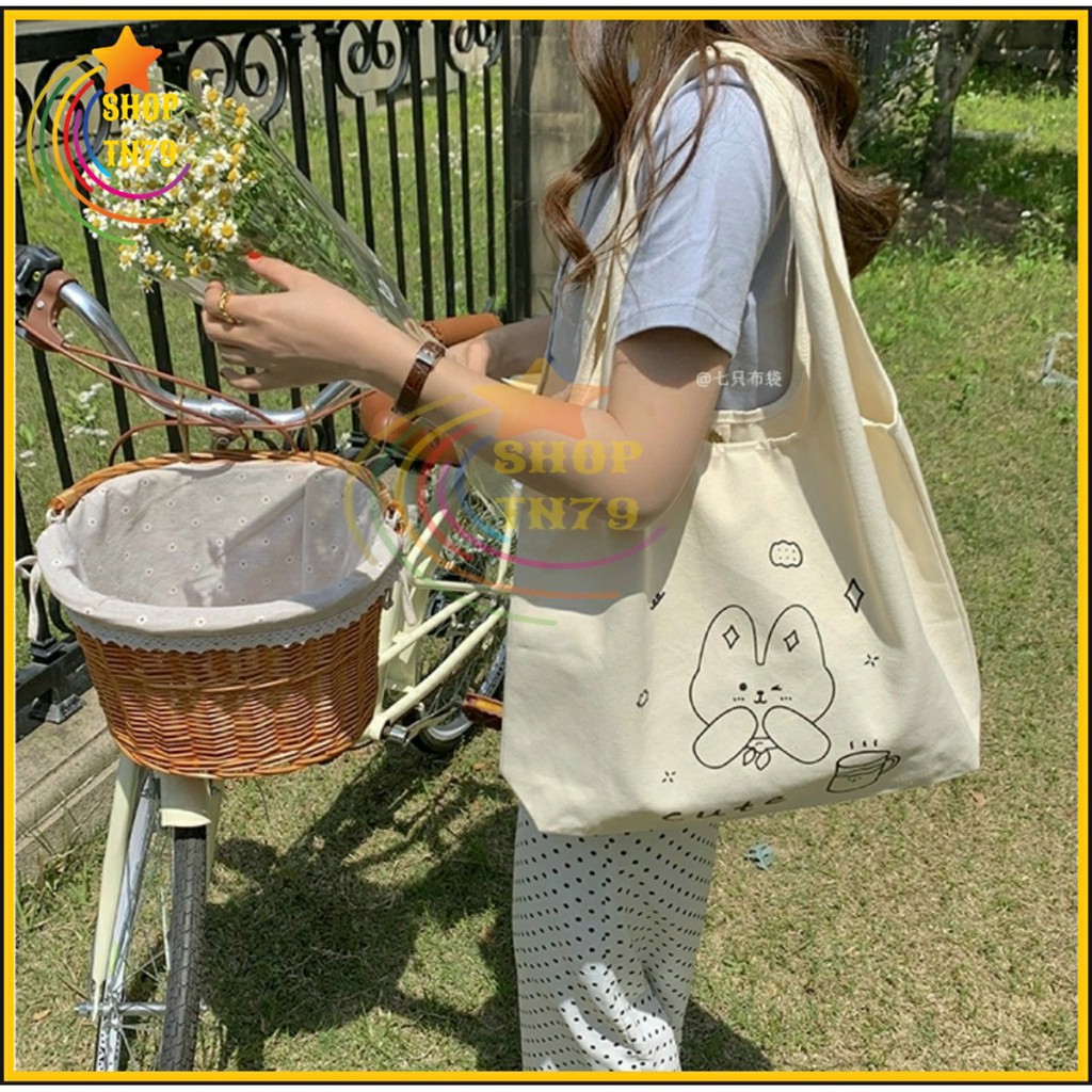 Túi đeo vai thời trang vải canvas mềm loại to đi hoc , đi chơi , đi làm đều rất đẹp - CUTE