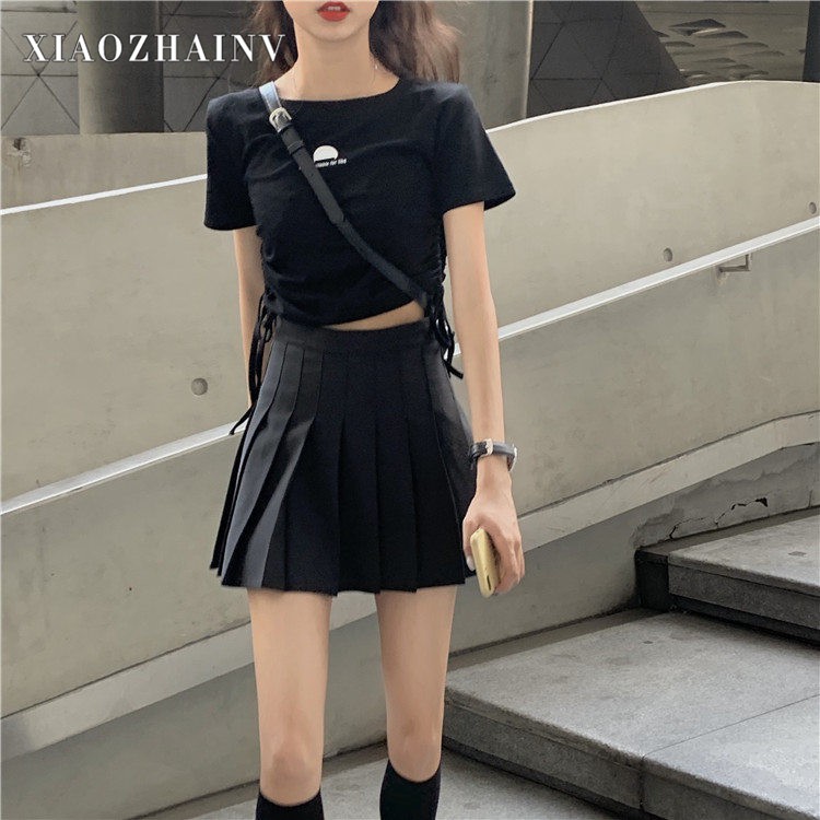 Chân Váy Xiaozhainv Chữ A Xếp Ly Màu Trơn Phong Cách Hàn Quốc Cho Nữ | BigBuy360 - bigbuy360.vn