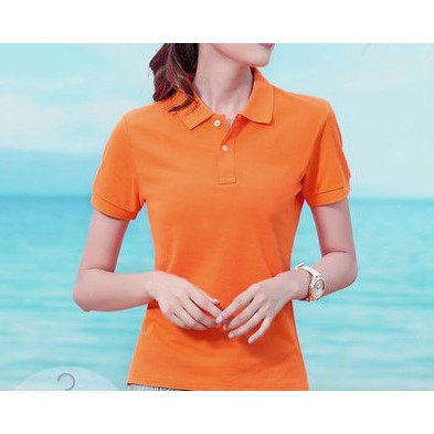 ÁO THUN PO LO MÀU CAM NAM / NỮ CỘC TAY CỔ BẺ ATPL002