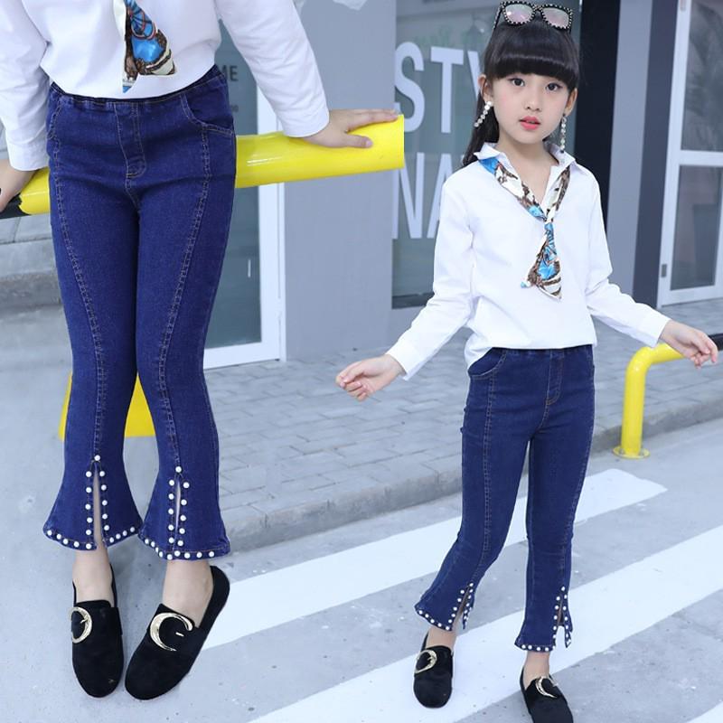 Quần jean ống rộng cho bé gái 3-14 tuổi