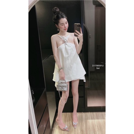 Noel 2023 Set đầm sơ mi tà phối xếp li tay dài + áo đỏ xẻ tà tay dài 1123 thaotranshop90