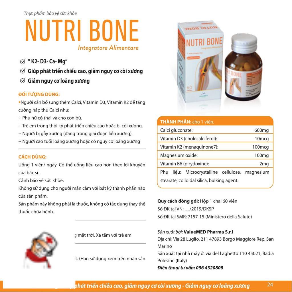 NUTRI BONE - BỘ 4 VI CHẤT “Canxi - Magie - Vitamin D3 - Vitamin K2" Ưu việt cho Xương chắc khỏe