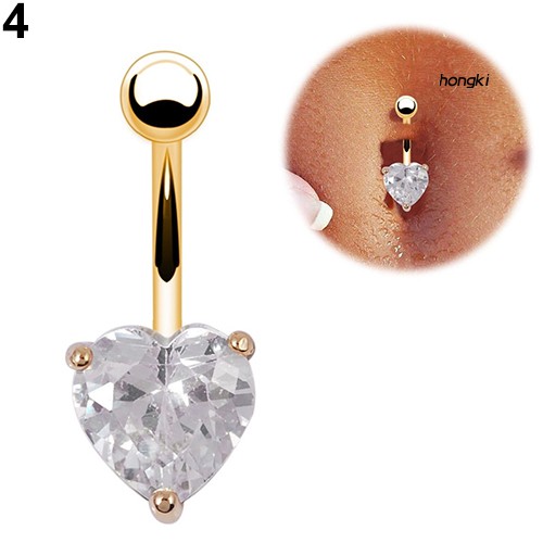 Khuyên rốn đính đá hình trái tim thời trang cho nữ