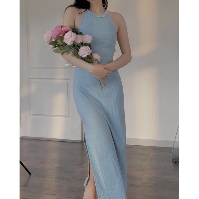 ĐẦM MIDI XẺ TÀ CUTOUT LƯNG XOẮN✨