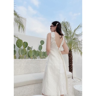 Đầm Midi cổ bèo hở lưng, Céci Store