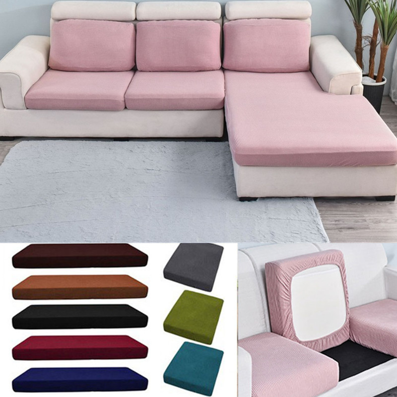 Vỏ Bọc Đệm Ghế Sofa 1 / 2 / 3 / 4 Chỗ Ngồi Hình Chữ L Bằng Nhung Màu Trơn