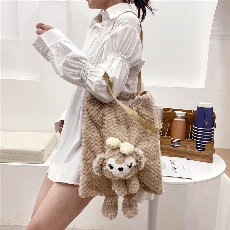 Túi Tote Đeo Vai Cỡ Lớn Hình Thỏ Dailu Nhồi Bông Dễ Thương Hợp Thời Trang Phong Cách Nhật Bản