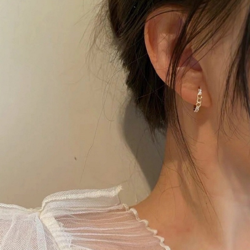 Khuyên Tai Dạng Chuỗi Đính Đá Zircon Phong Cách Pháp Tinh Tế Thời Trang / Bông Tai
