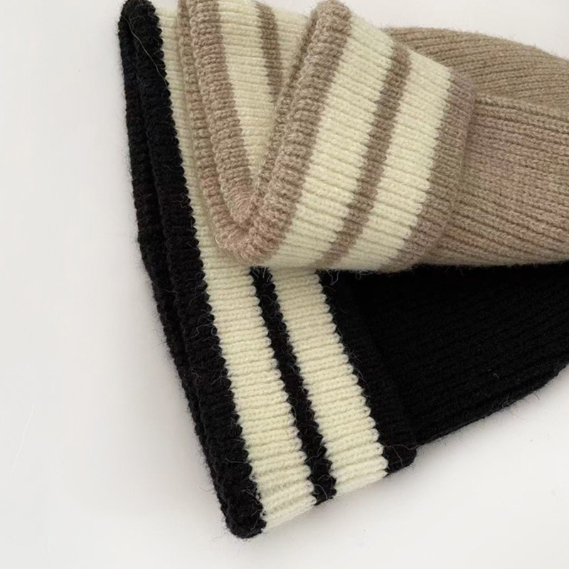 Mũ Len Beanie Họa Tiết Kẻ Sọc Thời Trang Mùa Đông