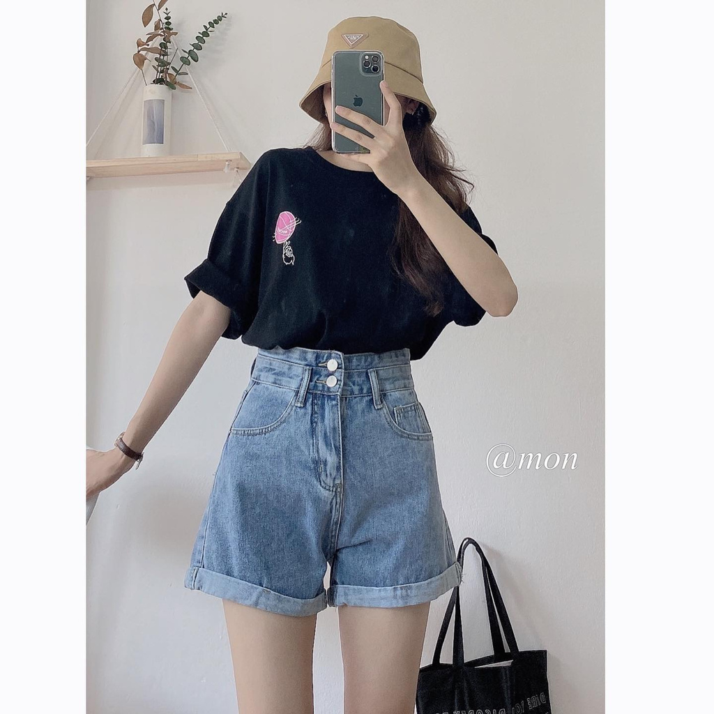 2101396 Quần short jeans ulzzang nữ phong cách hàn quốc basic