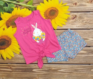 Bộ thun cotton bé gái
