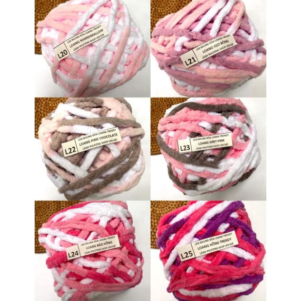 Len Nhung Đũa Loang trendy _ len bông sữa 100gr